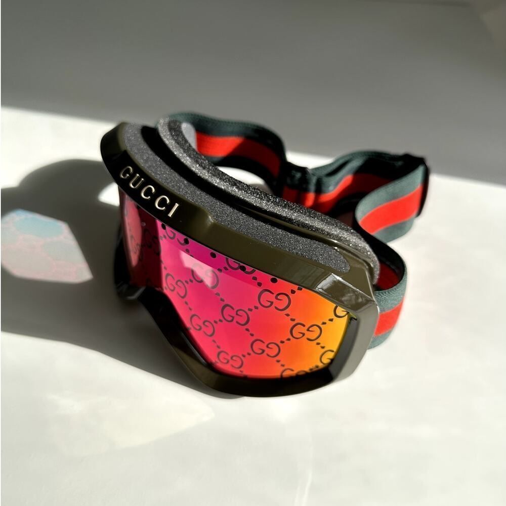 NEW Gucci SKI Mask ZEISS Lens GG1210S 003 Green MultiColor Red Unisex - Picture 4 of 11